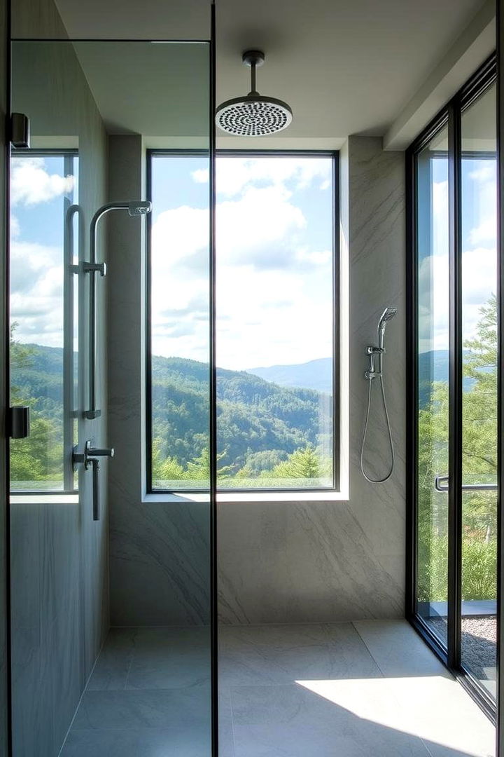 Large Outdoor Window Views - 22 Rustic Walk-in Shower Ideas