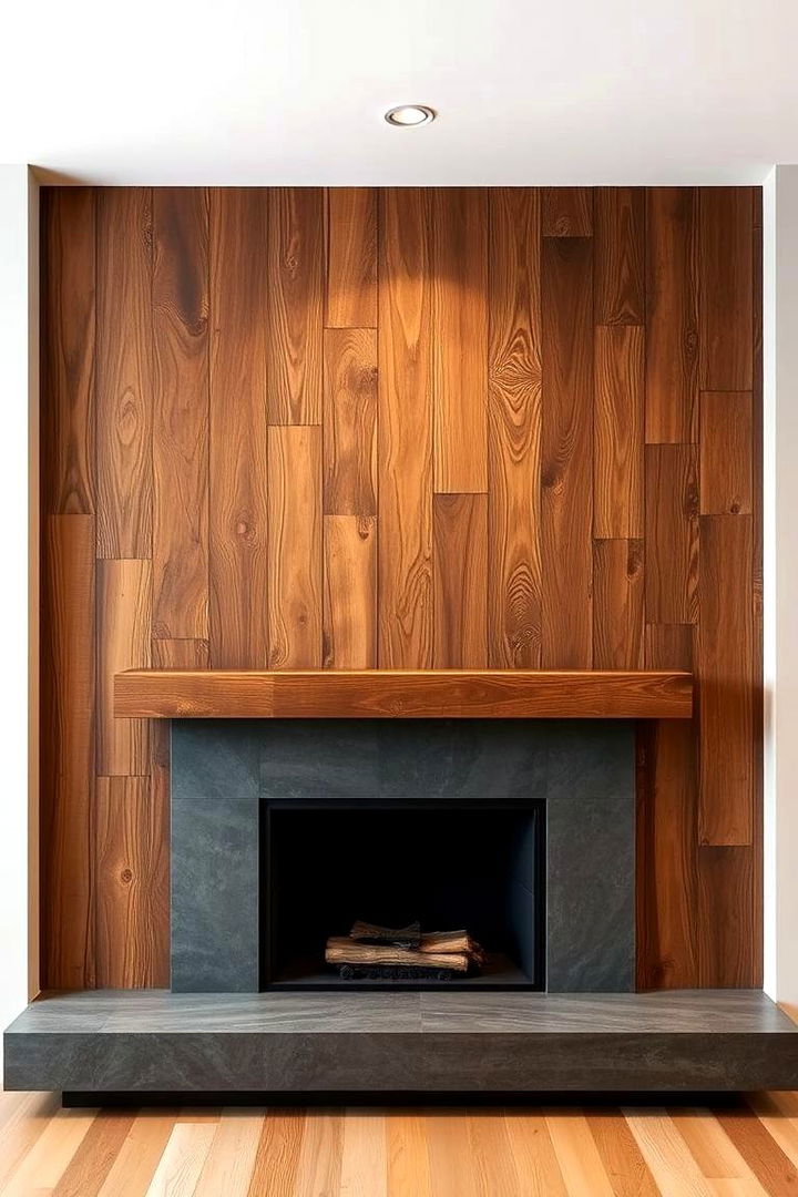 Large Scale Wood Grain Feature - 22 Fireplace Wall Ideas