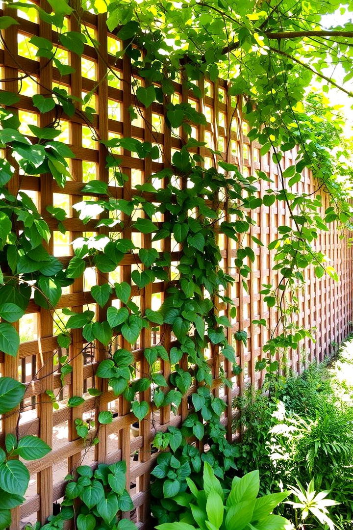 Lattice Fence with Climbing Plants for Shade - 22 Dog Fence Ideas