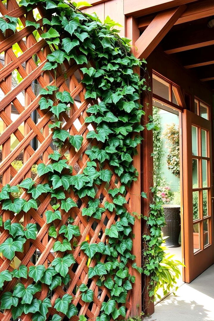 Lattice Panels with Climbing Vines - Backyard Privacy Screen Ideas for Outdoor Living Spaces