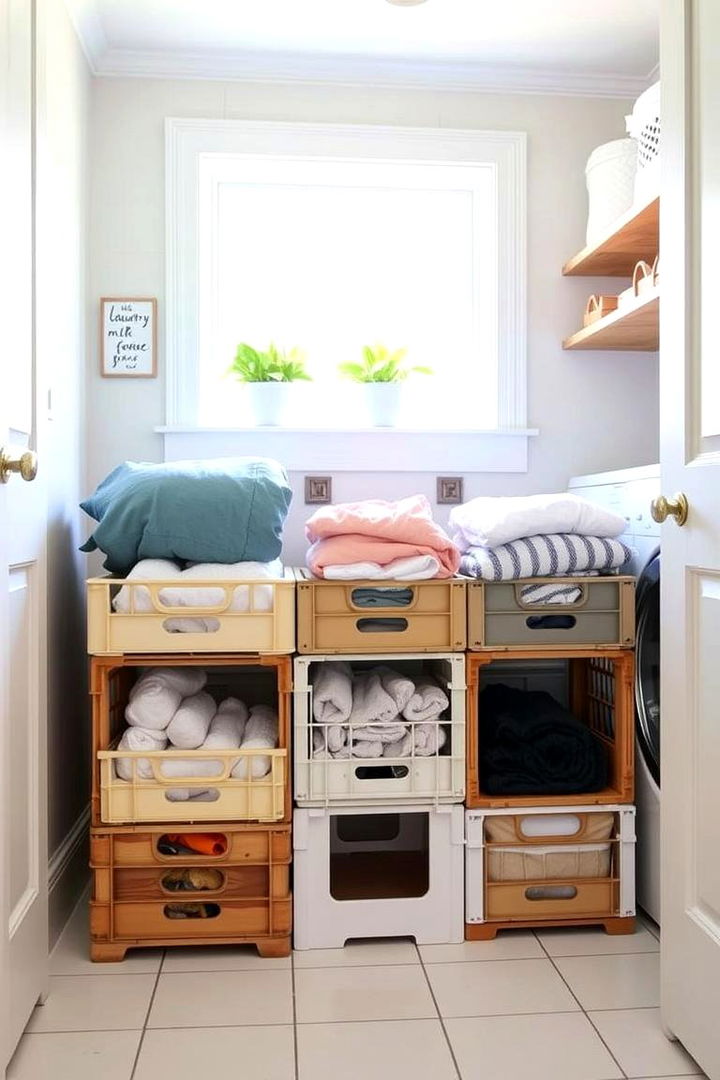 Laundry Sorting Bin Organizer - 22 Milk Crate Storage Ideas