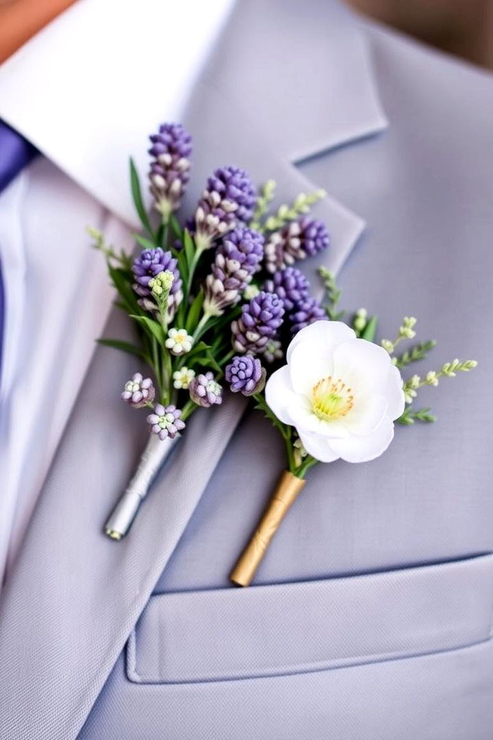 Lavender Boutonnieres - 22 Lavender Wedding Ideas