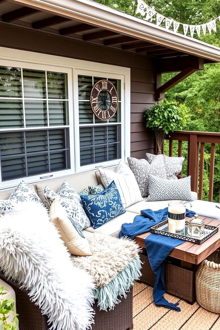 Layered Accessories and Cushions - 22 Deck Decorating Ideas