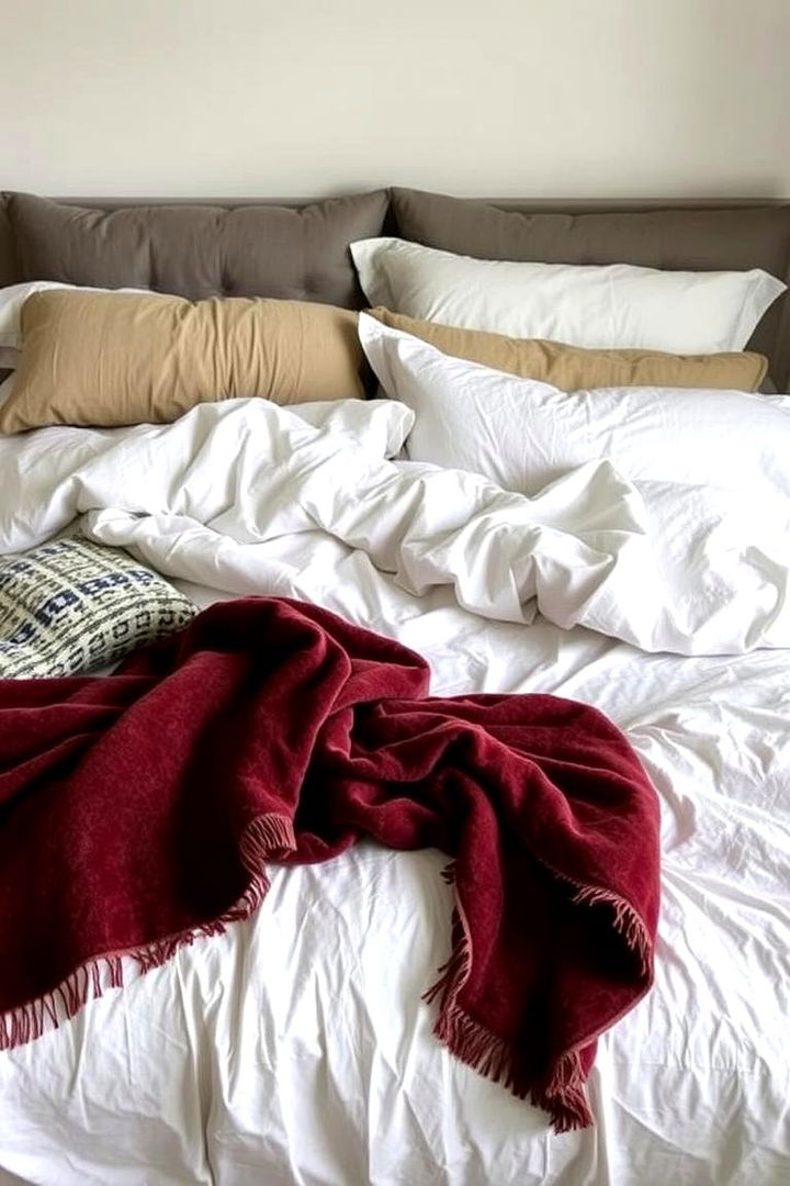 Layered Bed Linens - 22 Fall Bedroom Decor Ideas
