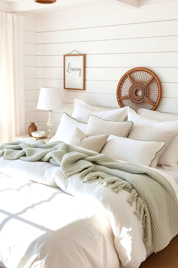 Layered Bedding for Cozy Oceanside Retreat - 22 Coastal Bedroom Ideas