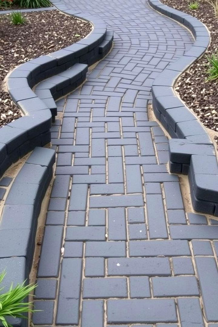 Layered Border and Focal Drives - 22 Black Brick Walkway Ideas