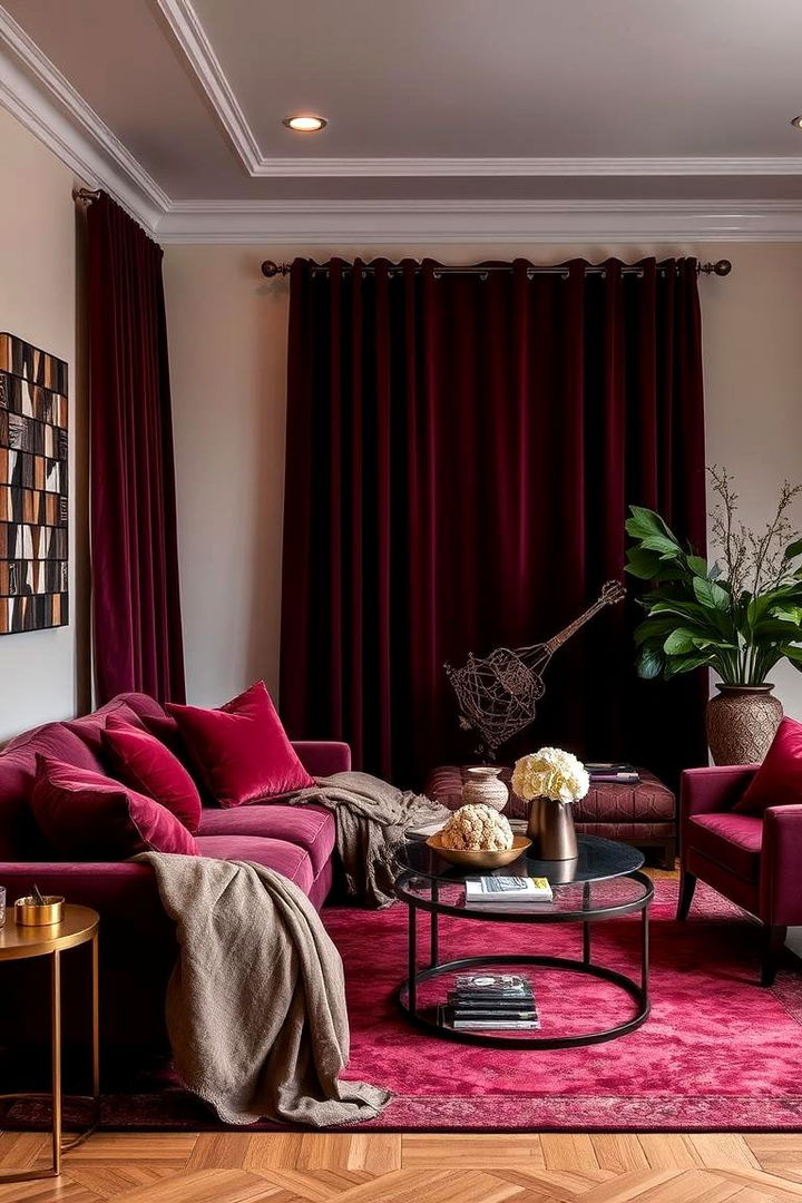 Layered Burgundy Decor Concepts - 22 Burgundy Living Room Ideas