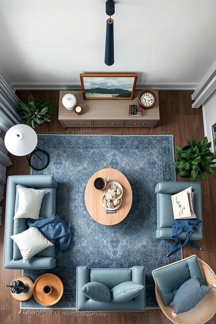 Layered Color Schemes - 22 Blue and Grey Living Room Ideas