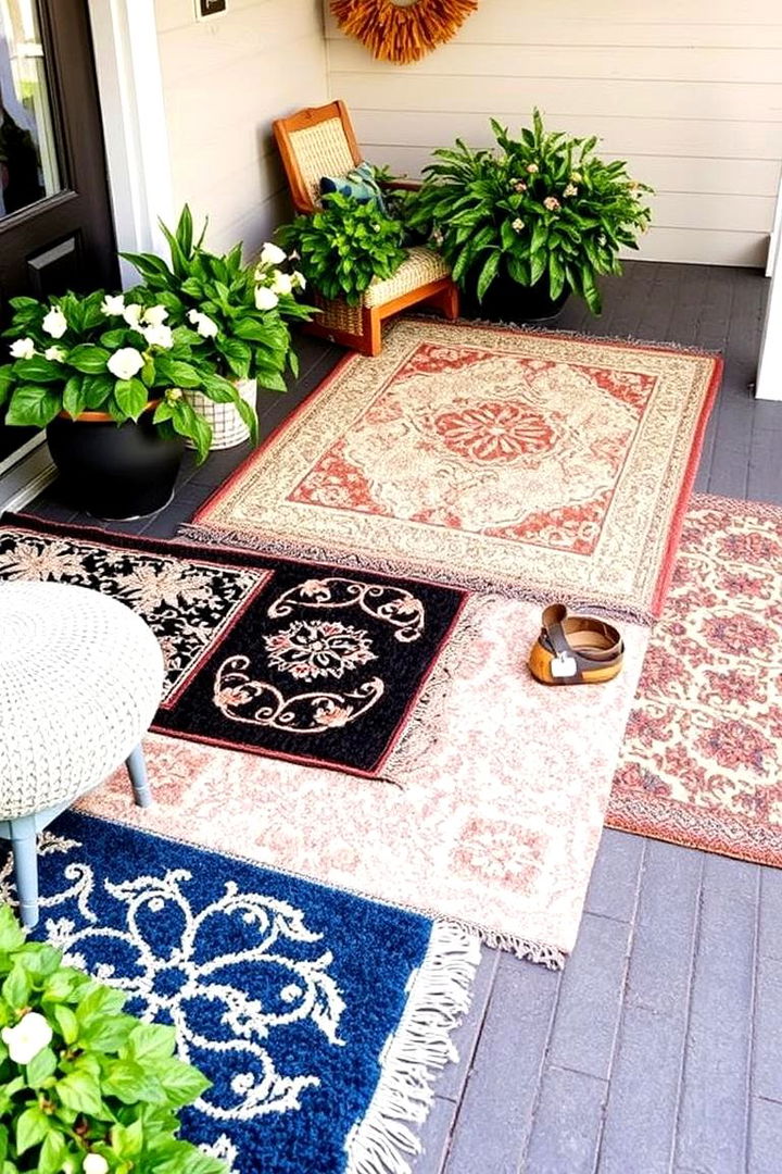 Layered Decorative Porch Rugs - 22 Southern Front Porch Ideas