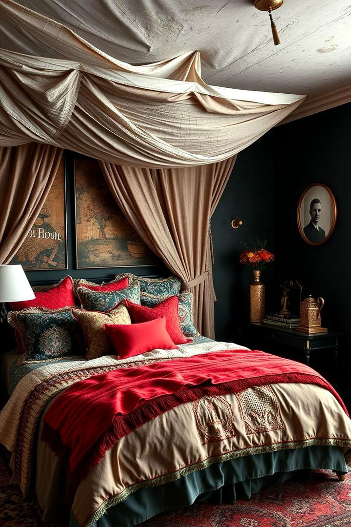 Layered Eclectic Elegance - 22 Red and Black Bedroom Ideas