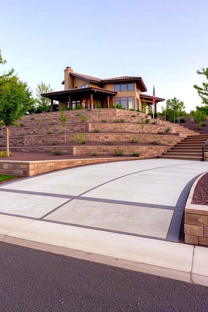 Layered Entrance with Elevated Terracing - 22 driveway entrance ideas
