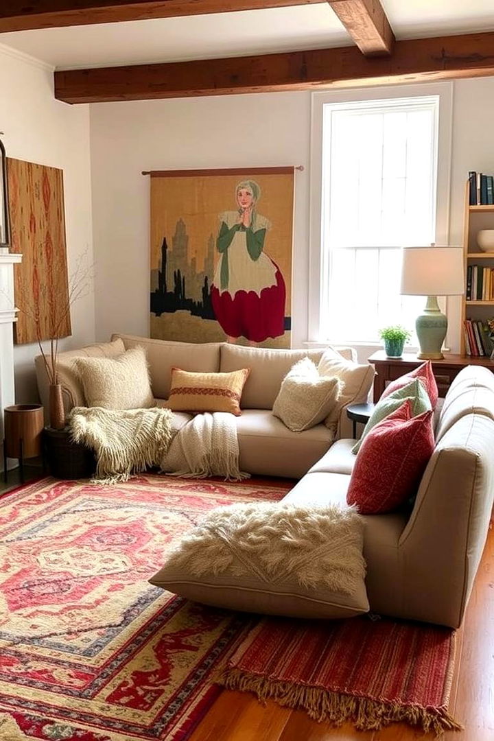 Layered Fabrics and Rugs - 22 Eclectic Interior Design Ideas