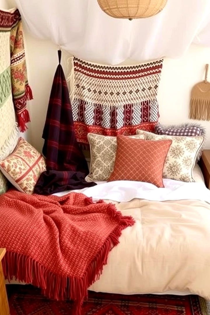 Layered Fabrics for Warmth and Style - 22 Small Boho Bedroom Ideas