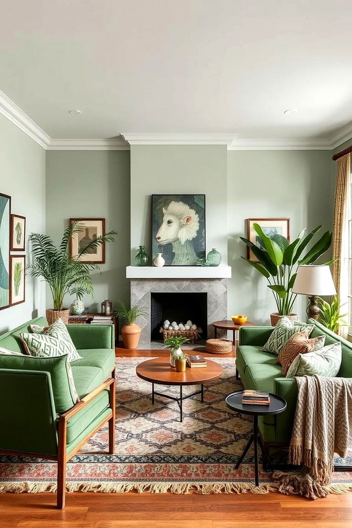 Layered Green Harmony - 22 Green Boho Bedroom Ideas