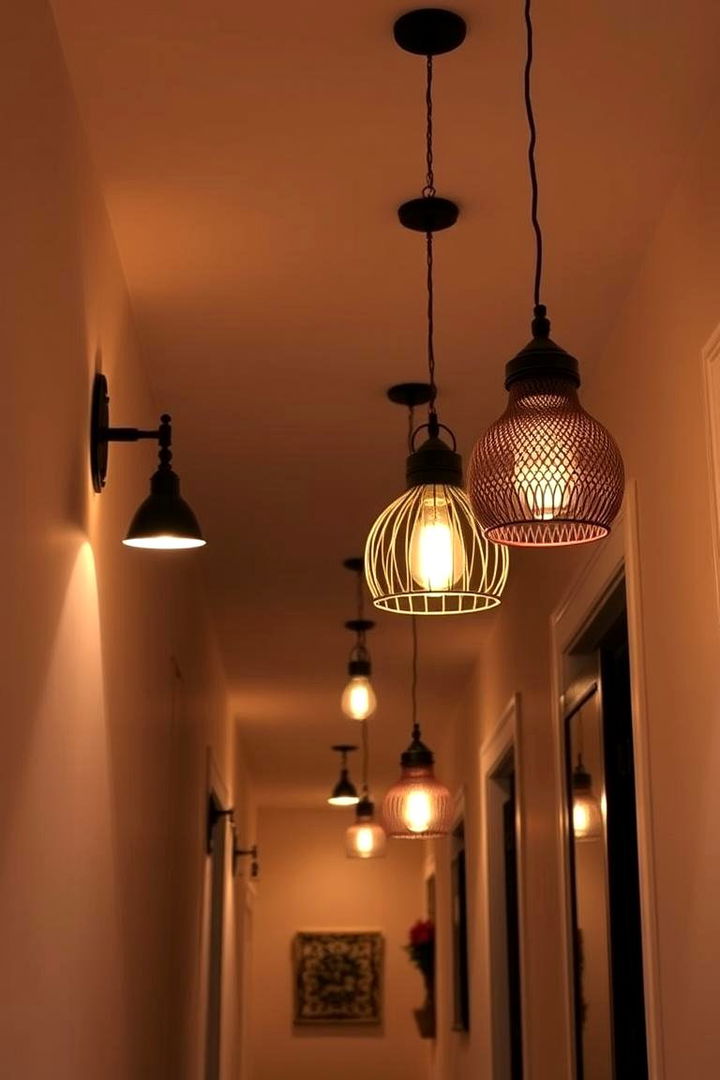 Layered Lighting Ambiance - 22 Boho Hallway Ideas