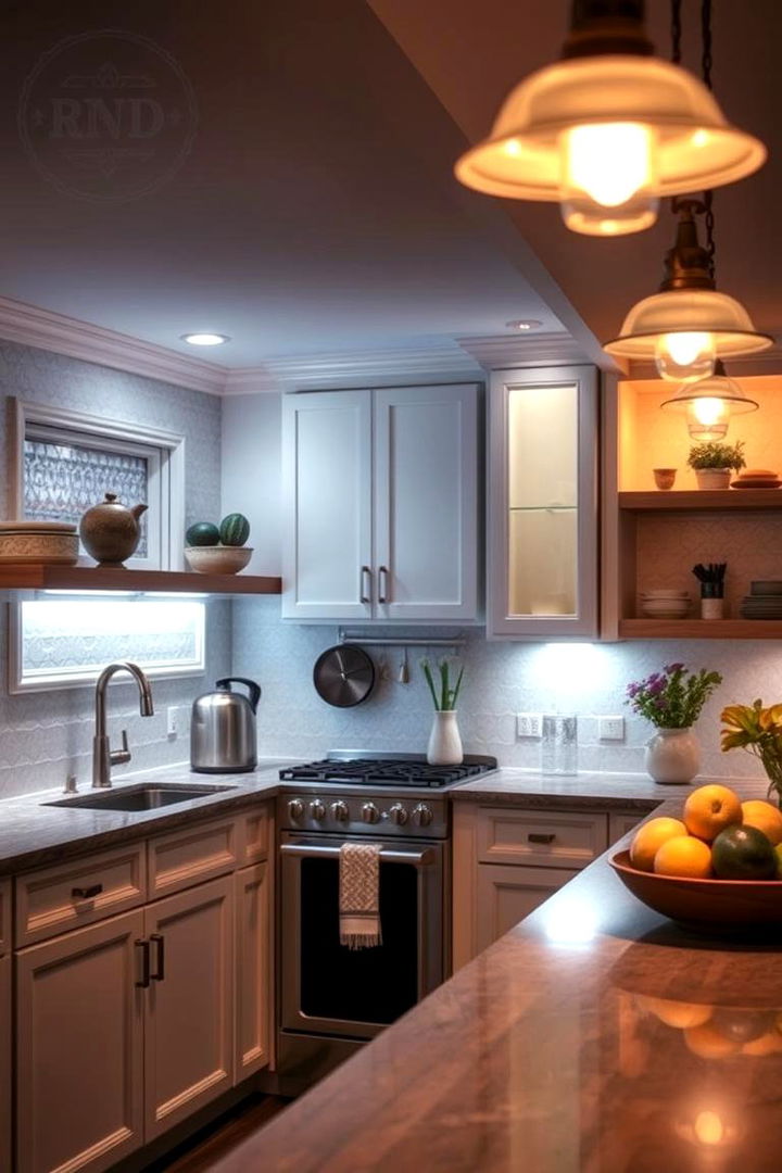 Layered Lighting Ambiance - 22 Eat in Kitchen Ideas