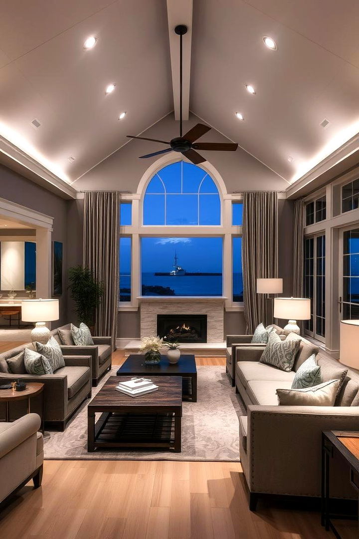 Layered Lighting Ambiance - 22 Beach House Living Room Ideas