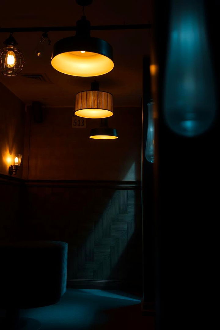 Layered Lighting Drama - 22 Black and Brown Interior Design Ideas