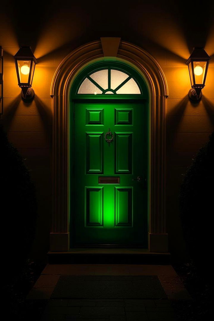 Layered Lighting Effects - 22 Emerald Green Front Door Ideas