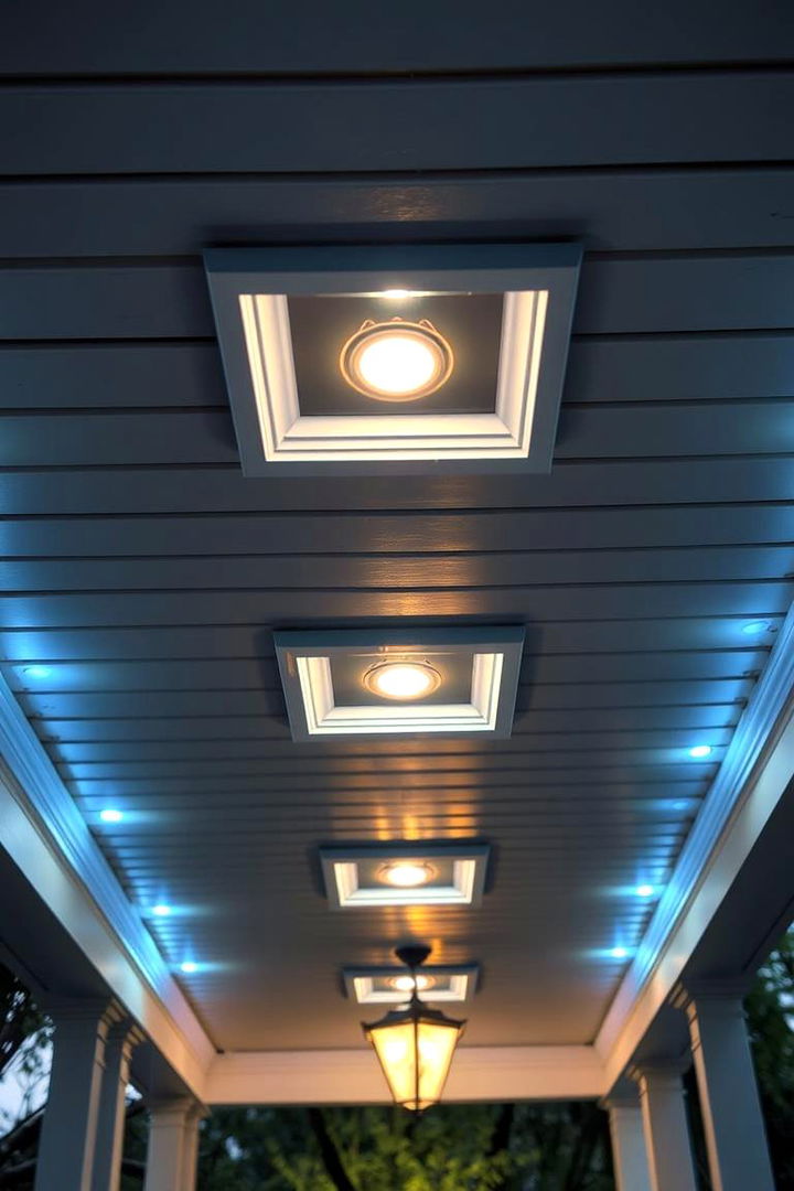 Layered Lighting Effects - 22 Porch Ceiling Ideas