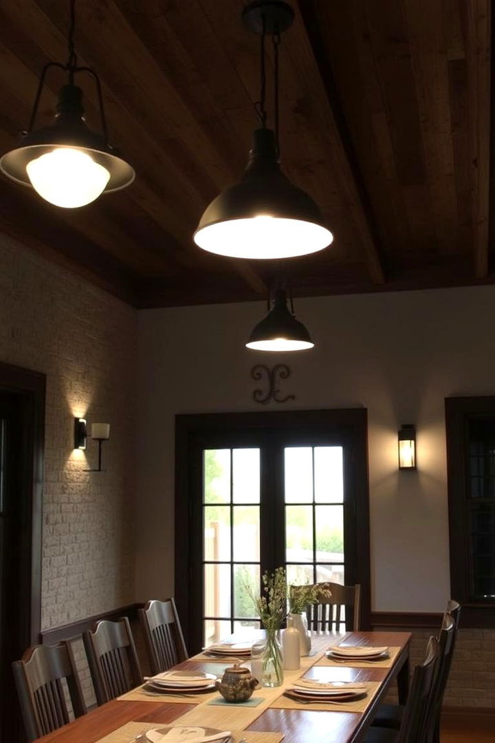Layered Lighting Effects - 22 Rustic Dining Room Ideas