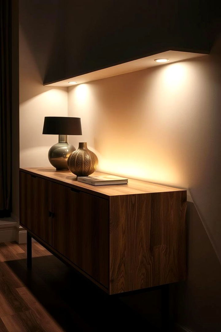 Layered Lighting Effects - 22 Sideboard Decor Ideas