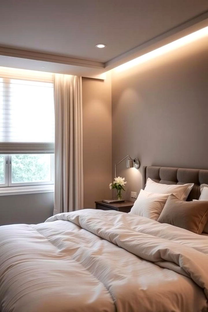 Layered Lighting Effects - 22 Taupe Bedroom Ideas