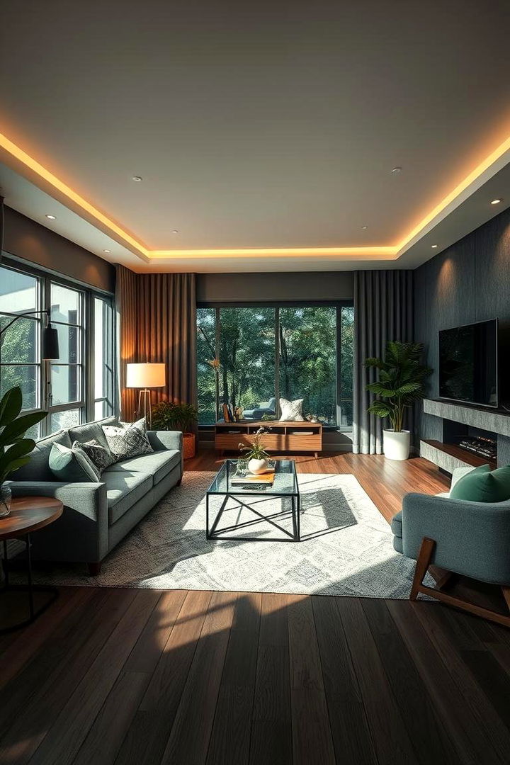 Layered Lighting Effects - 22 Forest Green Living Room Ideas