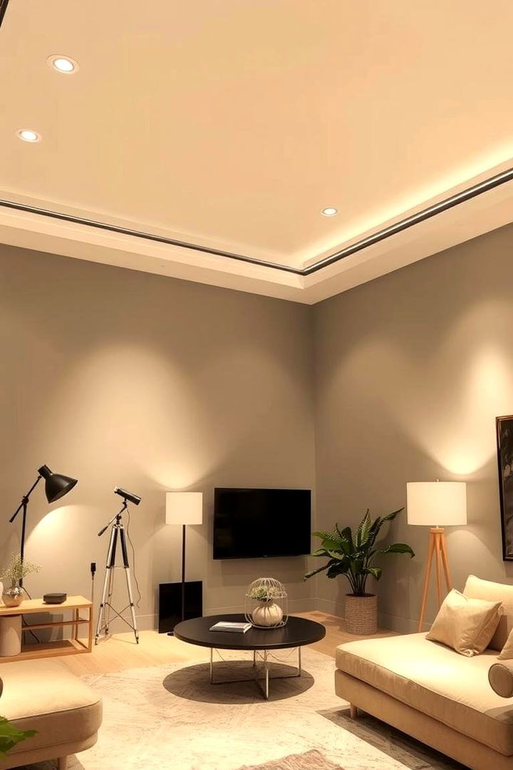 Layered Lighting Effects - 22 Grey and Beige Living Room Ideas