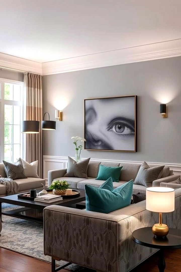 Layered Lighting Solutions - 22 Teal and Grey Living Room Ideas