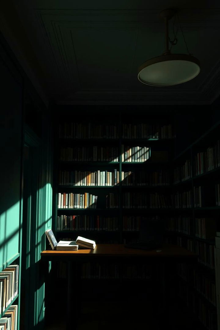 Layered Lighting Techniques - 22 Dark Green Home Library Ideas and Inspiration