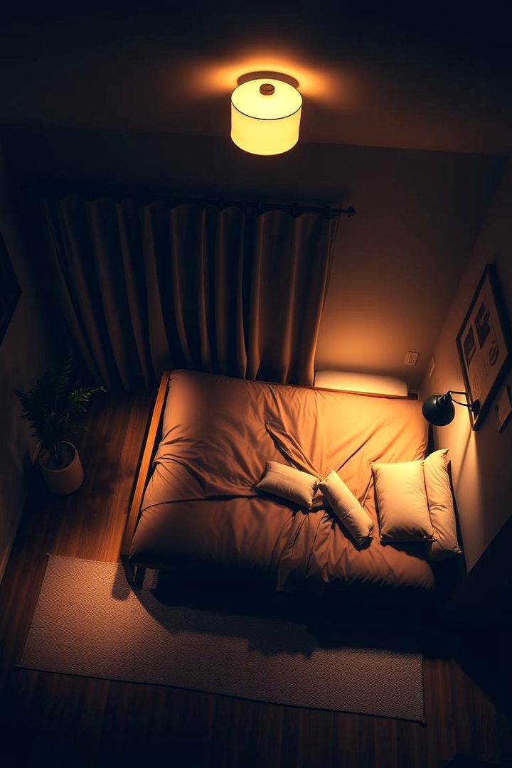 Layered Lighting for Futon Ambiance - 22 Futon Bedroom Ideas