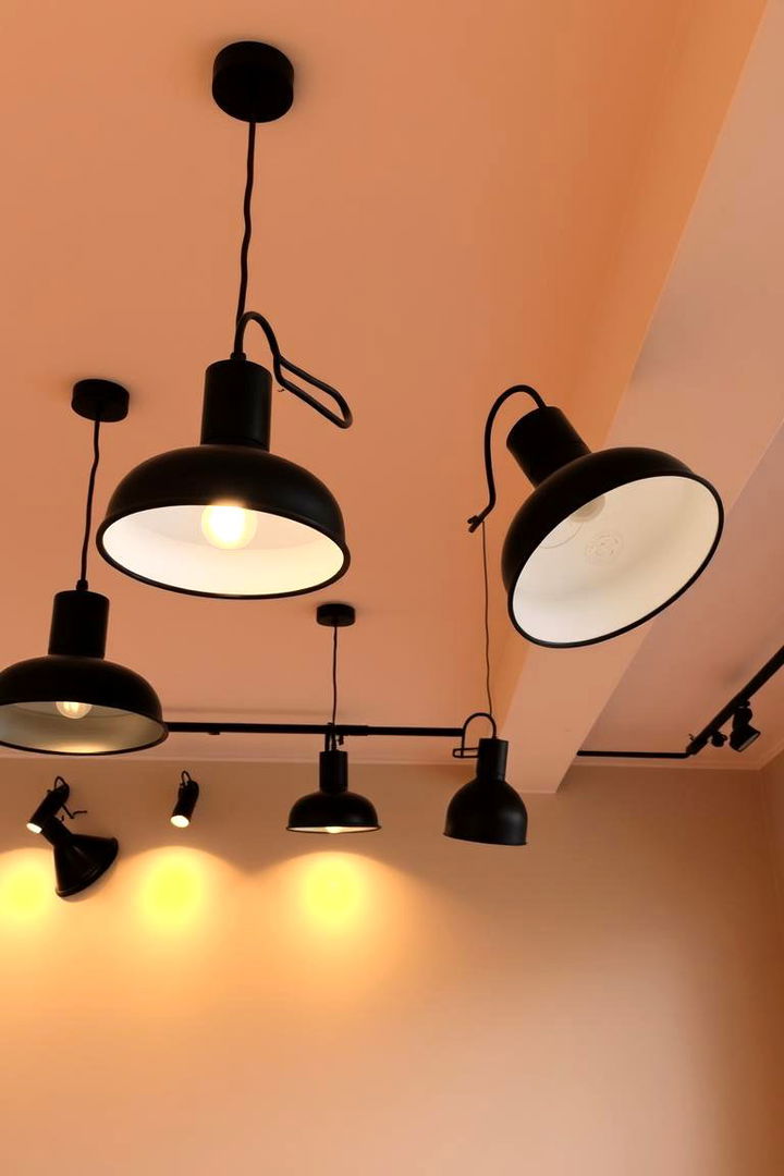 Layered Lighting with Black Fixtures - 22 Black and Beige Bedroom Design Ideas