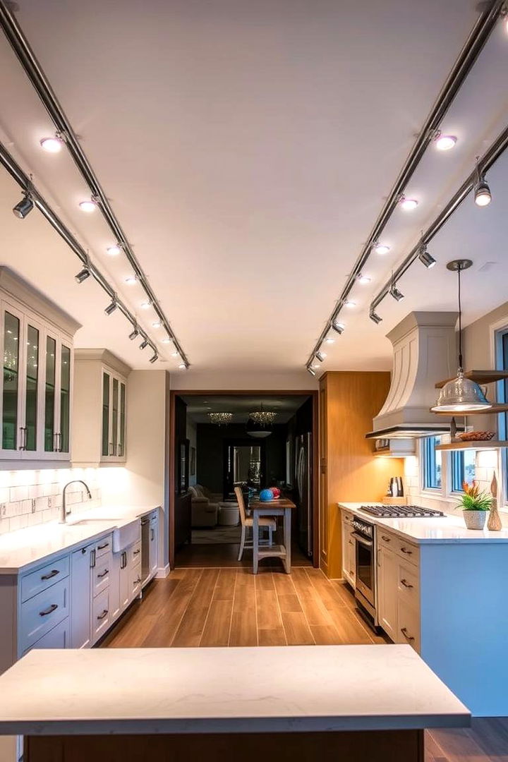 Layered Lighting with Multiple Tracks - 22 Kitchen Track Lighting Ideas