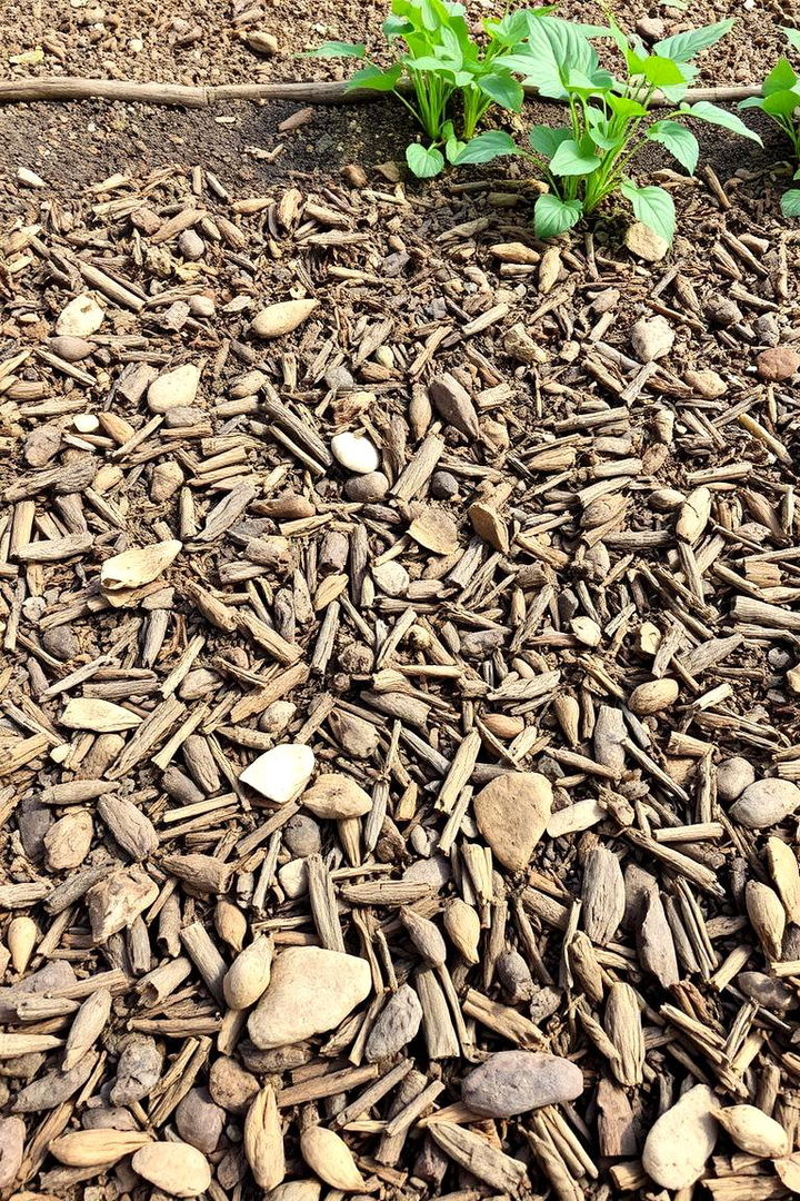 Layered Mulch with Organic Elements - 22 Mulch Edging Ideas