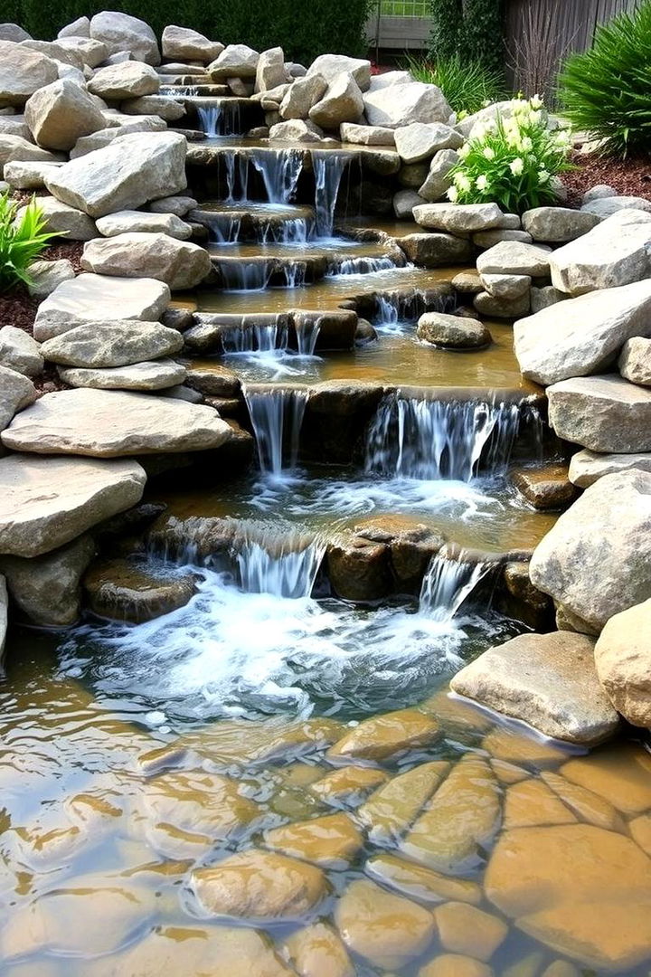 Layered Multi tier Cascade - 22 Small Pond Ideas With Waterfalls