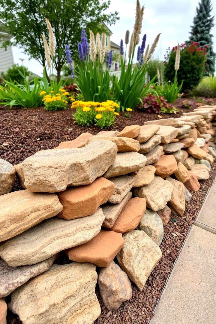 Layered Natural Rock Edging - 22 Modern Garden Edging Ideas