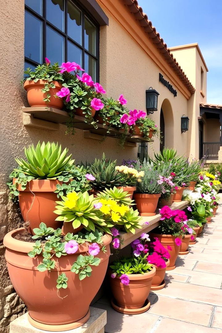 Layered Planter Displays - 22 spanish bungalow exterior ideas
