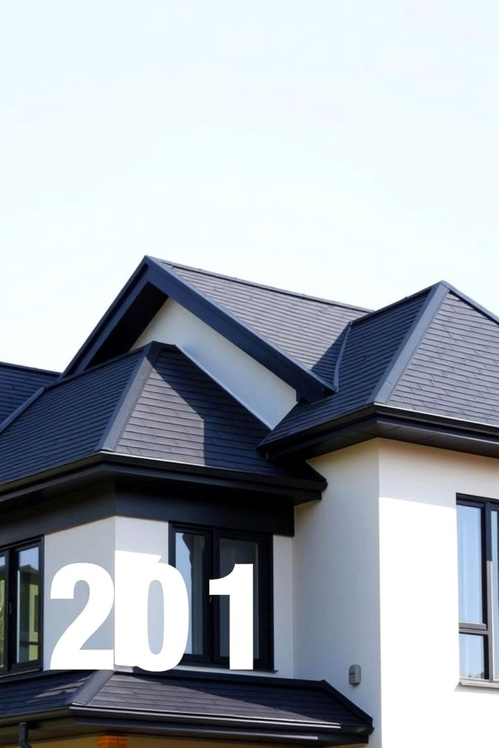 Layered Roofline Elegance - 22 Exterior Home with a Black Roof Ideas