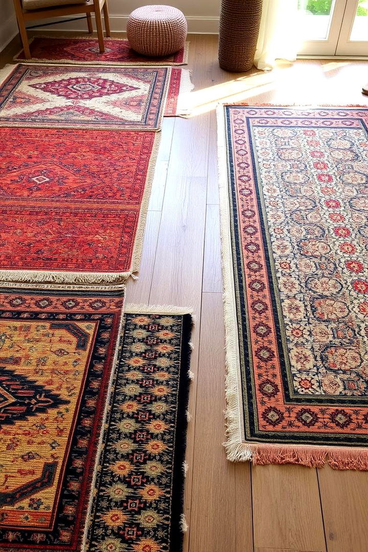 Layered Rugs and Mats - 22 Gypsy Bohemian Living Room Ideas