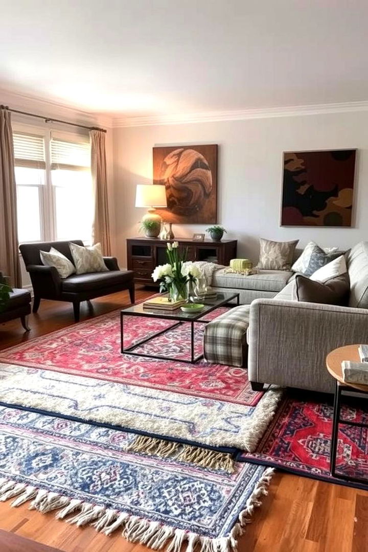 Layered Rugs and Textiles - 22 Magnolia Living Room Ideas