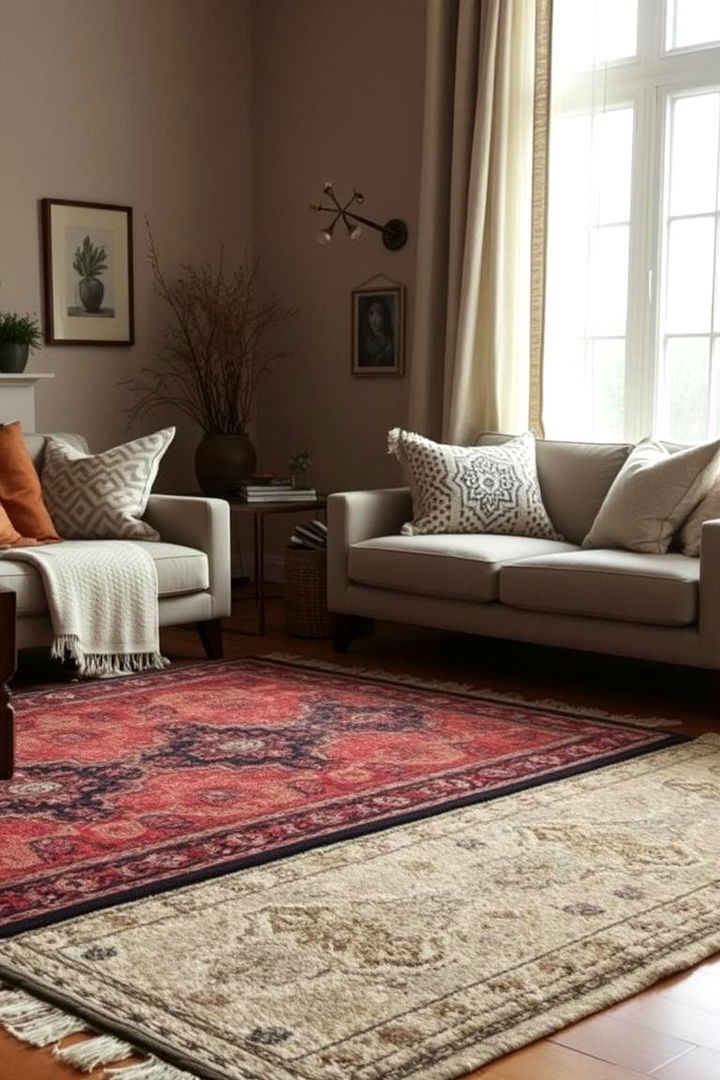 Layered Rugs for Cozy Sophistication - 22 Eclectic Living Room Ideas