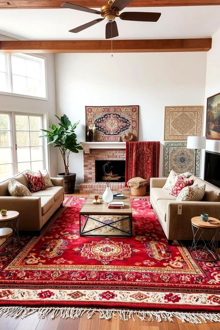 Layered Rugs - 22 Fall Living Room Ideas