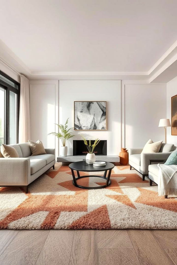 Layered Style with Mixed Textures - 22 Living Room Carpet Ideas