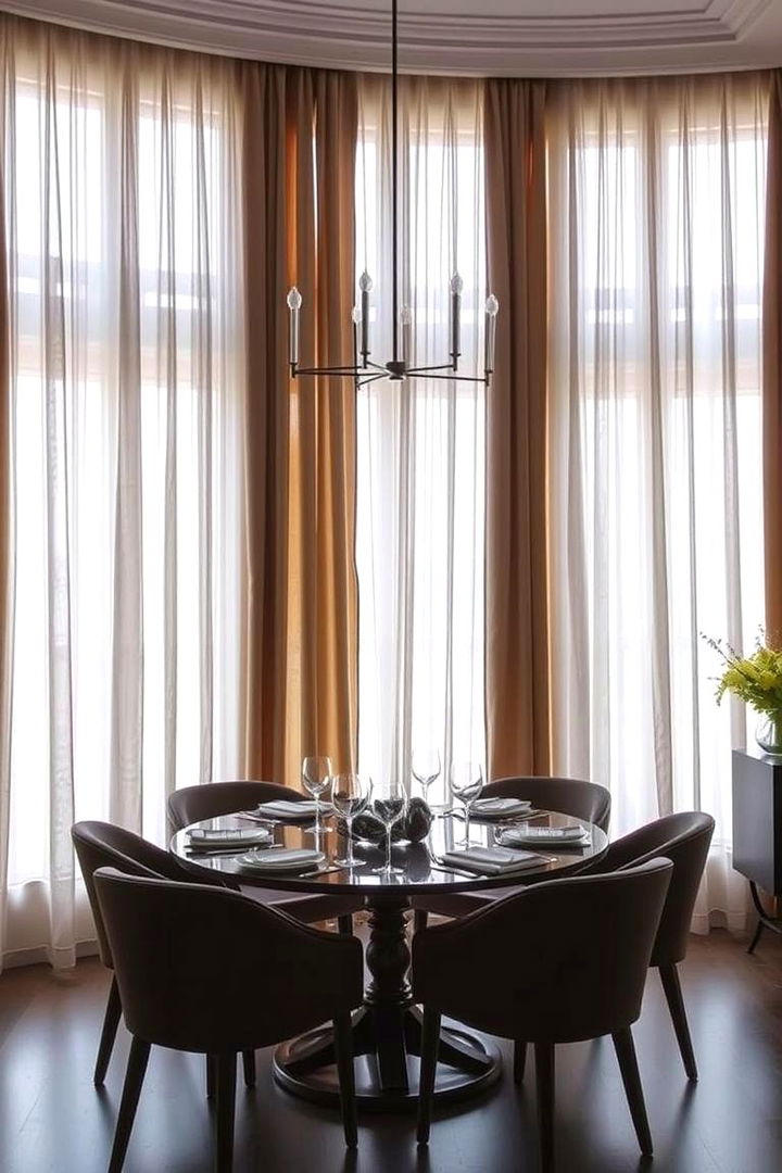 Layered Styling for Rich Textural Effect - 22 Dining Room Curtain Ideas