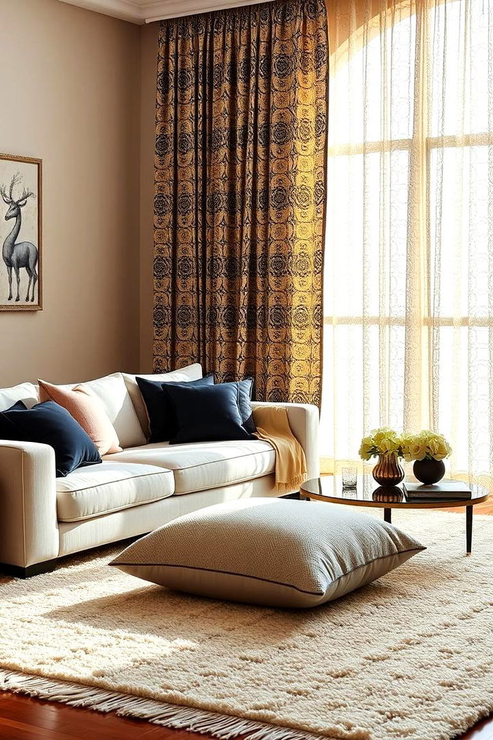 Layered Textiles Harmony - 22 Cream and Black Living Room Ideas