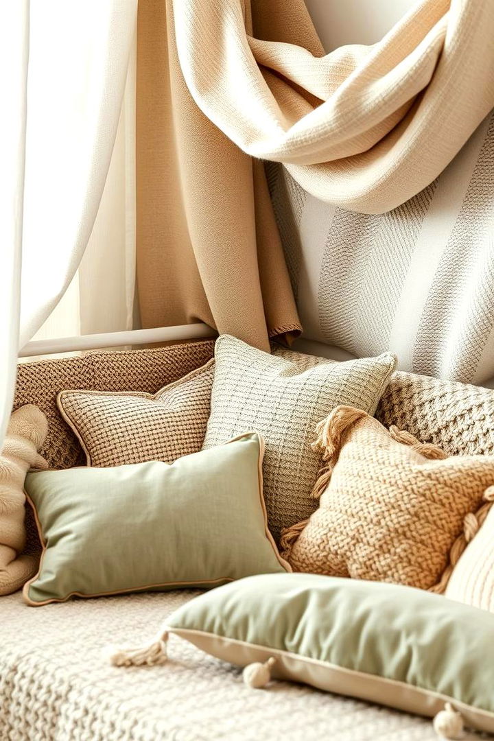 Layered Textiles and Cushions - 22 Sage Green Nursery Ideas
