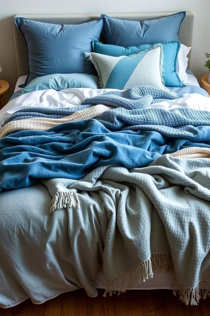 Layered Textiles and Throws - 22 Royal Blue Bedroom Ideas