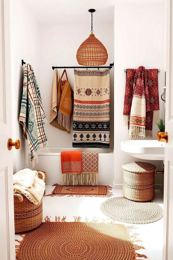 Layered Textiles - 22 Boho Bathroom Ideas