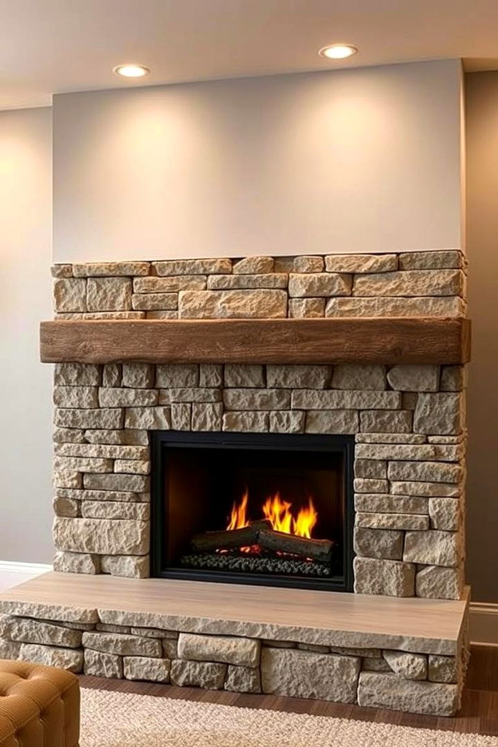 Layered Textural Details - 22 Basement Fireplace Ideas